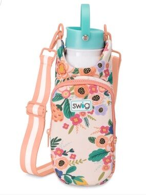 Swig Floral Water Bottle Carrier & Wallet with Adjustable Strap